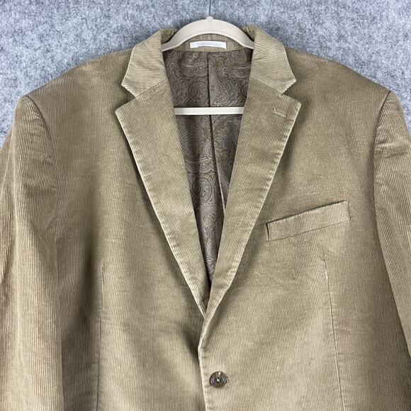Chaps Corduroy Blazer Sport Coat Jacket Mens 48L Beige Cotton 2 Button - Picture 2 of 16